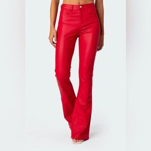 Luna Faux Leather Flare Jeans Edikted